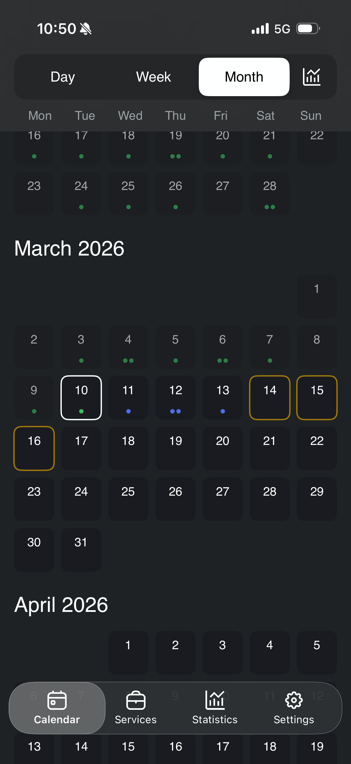 Monthly calendar